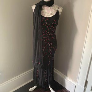 Vintage Silk Black Evening Dress Size Small